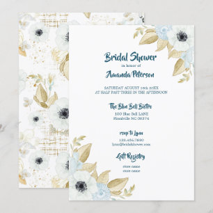 Elegant Spring Blue & White Floral Vrijgezellenfee Kaart
