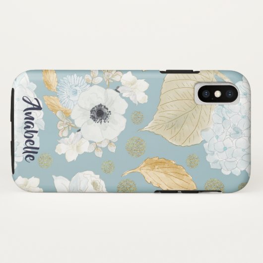 Elegant Spring Blue & White Flower Pattern Case-Mate iPhone Case (Achterkant (horizontaal))