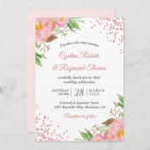 Elegant Spring Blush Pink Floral Confetti Wedding Kaart (Voorkant / Achterkant)
