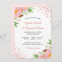 Elegant Spring Blush Pink Floral Confetti Wedding