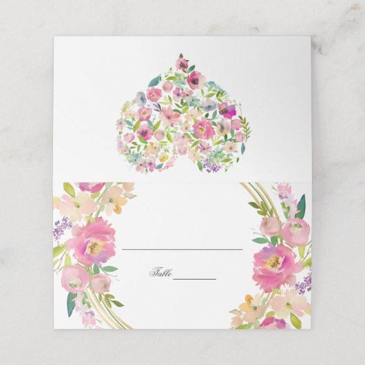 Elegant Spring Boho Blush Floral Plaatskaartje (Buitenkant ongevouwen)