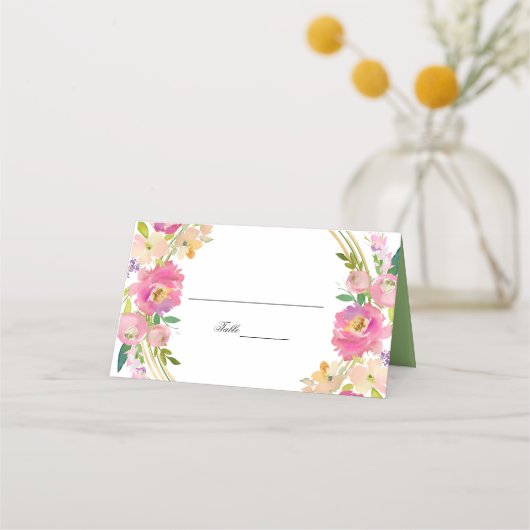 Elegant Spring Boho Blush Floral Plaatskaartje (Voorkant)