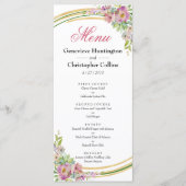 Elegant Spring Boho Floral Gold Reception Menu (Voorkant)