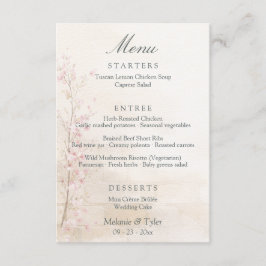 Elegant Spring Botanical Wedding Menu Card