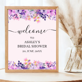 Elegant Spring Bridal Shower with Purple Flowers Poster