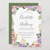 Elegant Spring Butterfly Floral Wedding Kaart (Voorkant / Achterkant)