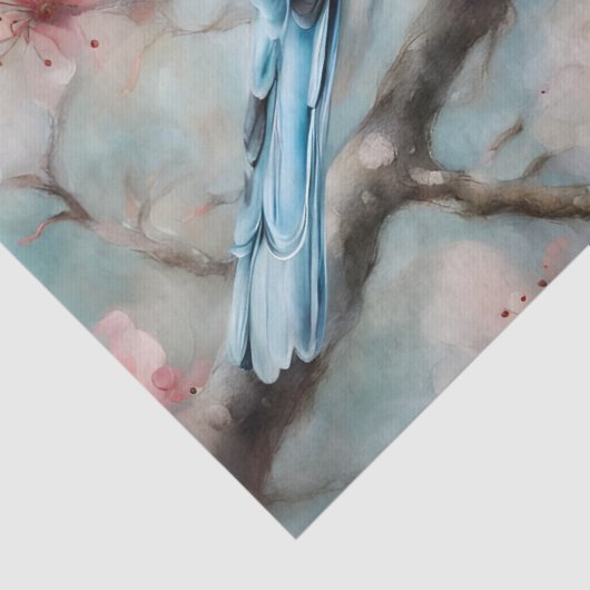 Elegant Spring Cherry Blossom Bluebird Decoupage Tissuepapier (Detail)