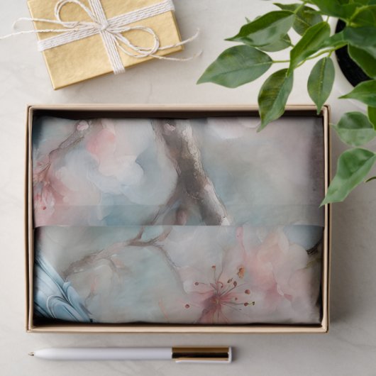 Elegant Spring Cherry Blossom Bluebird Decoupage Tissuepapier (Geschenk)