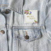 Elegant Spring Cluster Pastel Flowers Bridesmaid Vierkante Button 5,1 Cm (In situ)