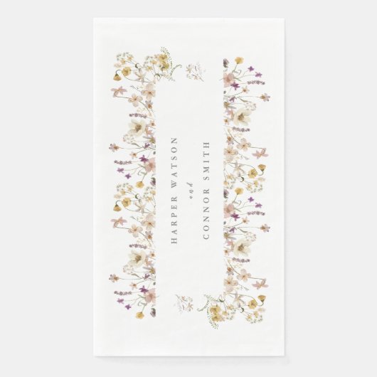 Elegant Spring Custom Text Wildflower Wedding Servet (Voorkant)