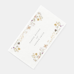 Elegant Spring Custom Text Wildflower Wedding Servet