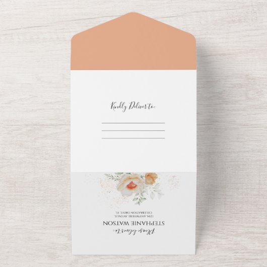 Elegant Spring Floral Birthday All In One Uitnodiging (Buitenkant)