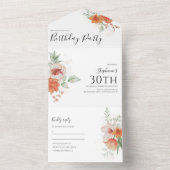 Elegant Spring Floral Birthday All In One Uitnodiging (Binnen)
