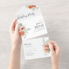 Elegant Spring Floral Birthday All In One Uitnodiging