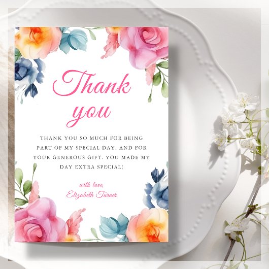 Elegant Spring Floral Birthday Bedankkaart