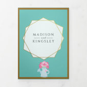 ELEGANT SPRING Floral Blauwgroen Wedding Fab Drieluik Uitnodiging (Cover)