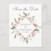 Elegant Spring Floral Blush Peony Wedding Aankondigingskaart (Voorkant)