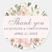 Elegant Spring Floral Blush Peony Wedding Ronde Sticker (Voorkant)