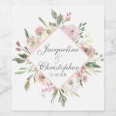 Elegant Spring Floral Blush Peony Wedding Wijn Etiket (Enkel label)
