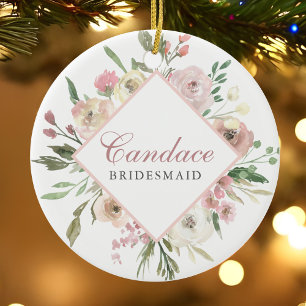 Elegant Spring Floral Blush Pink Peony Bridesmaid Keramisch Ornament