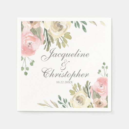 Elegant Spring Floral Blush Pink Peony Wedding Servet (Voorkant)