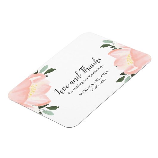 Elegant Spring Floral Blush Pink Wedding Favor Magneet (Linkerzijde)