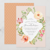 Elegant Spring Floral Diamond Peach Vrijgezellenfe Kaart (Voorkant / Achterkant)