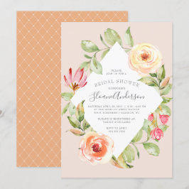 Elegant Spring Floral Diamond Peach Vrijgezellenfe Kaart