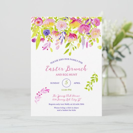 Elegant Spring Floral Easter Kaart (Staand voorkant)