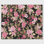 Elegant spring floral gold patroon cadeaupapier (Vlak)