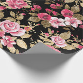 Elegant spring floral gold patroon cadeaupapier (Hoek)