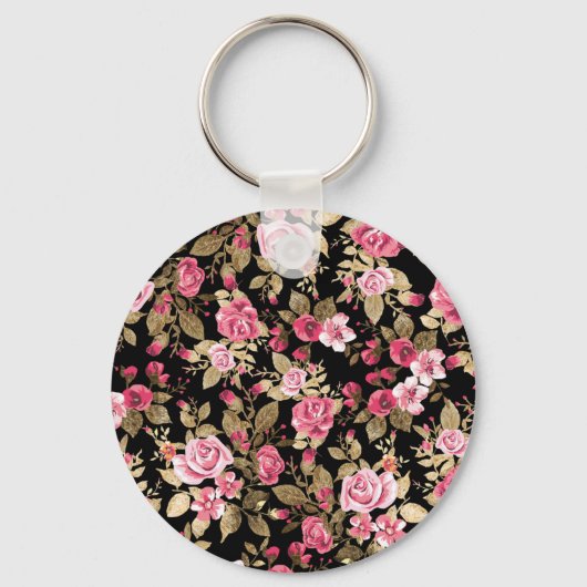 Elegant spring floral gold patroon sleutelhanger (Voorkant)