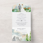 Elegant Spring Floral Mountain Wedding All In One Uitnodiging (Binnen)