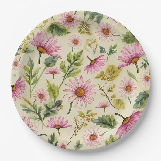 Elegant Spring Floral Papieren Bordje (Voorkant)