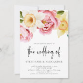 Elegant Spring Floral QR Code Weddenschap Kaart (Voorkant)