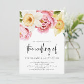 Elegant Spring Floral QR Code Weddenschap Kaart (Staand voorkant)