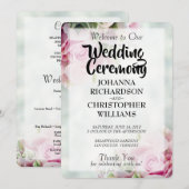 Elegant Spring Floral roze Roses & Peonies Wedding Programmakaart (Voorkant / Achterkant)