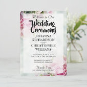 Elegant Spring Floral roze Roses & Peonies Wedding Programmakaart (Staand voorkant)