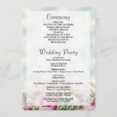 Elegant Spring Floral roze Roses & Peonies Wedding Programmakaart (Achterkant)