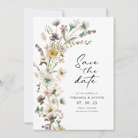 Elegant Spring Floral sla de datumkaart op Save The Date (Voorkant)