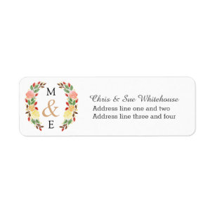 Elegant Spring Floral Waterverf Wreatborder Etiket