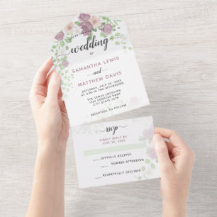 Elegant Spring Floral Wedding All In One Uitnodiging