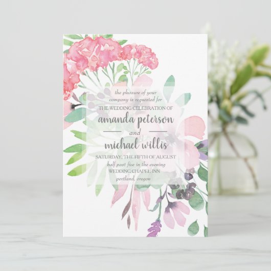 Elegant Spring flower bruiloft Kaart (Staand voorkant)