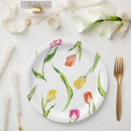 Elegant Spring Flower Tulip Vrijgezellenfeest Papieren Bordje