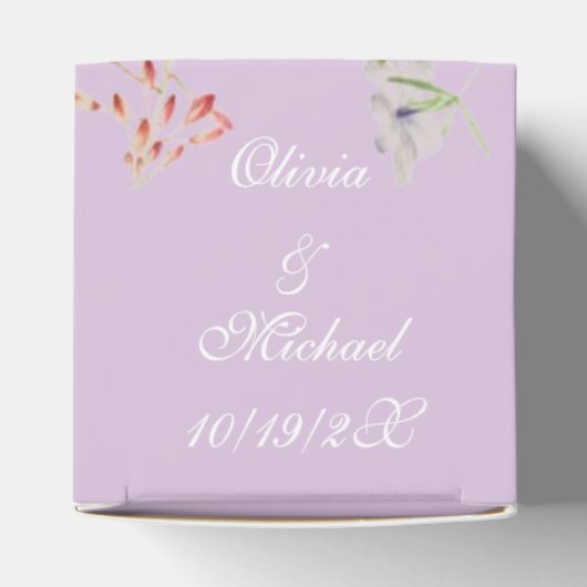 Elegant Spring Flowers Violet Wedding Favor Box Bedankdoosjes (Bovenkant)