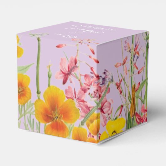 Elegant Spring Flowers Violet Wedding Favor Box Bedankdoosjes (Achterkant)