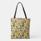 Elegant Spring Flowers Yellow Daffodil Waterverf Tote Bag (Achterkant)