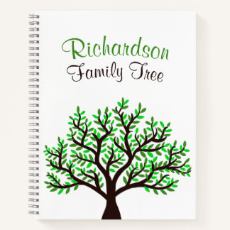 Elegant Spring Green Leafy Genealogy Family Tree Notitieboek
