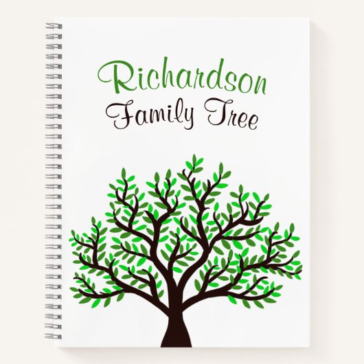 Elegant Spring Green Leafy Genealogy Family Tree Notitieboek (Voorkant)