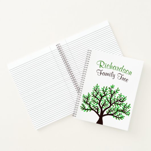Elegant Spring Green Leafy Genealogy Family Tree Notitieboek (Binnen)